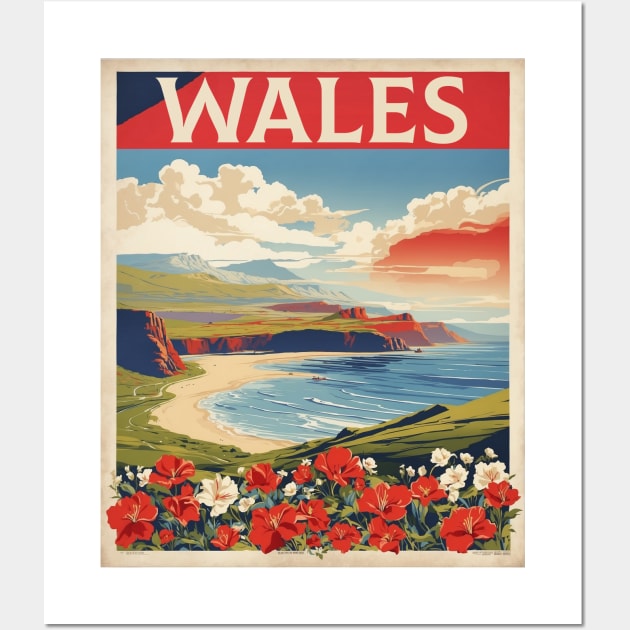 Wales England Vintage Travel Tourism Poster Wall Art by TravelersGems